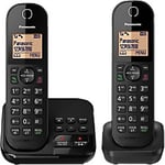 Panasonic Twin Cordless DECT Telephone with Answering Machine KX-TGC422EB Black Pack of 2