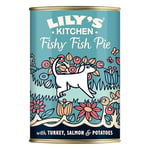 Lily's Kitchen Natural Adult Dog Food Wet Tins Fishy Fish, Pie Complete Meal Recipes, 6 Tins x 400g