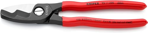 Knipex Cable Shears with twin cutting edge burnished, plastic coated 200 mm (self-service card/blister) 95 11 200 SB