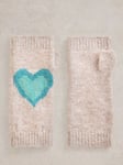 White Stuff Heart Fingerless Gloves, Natural/Multi