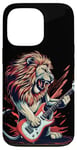 Coque pour iPhone 13 Pro Costume de lion à bascule avec guitare électrique