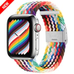 Flätad Solo Loop För Apple Watch ultraband 49mm 45mm-40-41mm-44mm Nylon Elastiskt armband iWatch series 9 8 se 6 7 5 4 3 band Pride Edition 24 38mm or 40mm 41MM