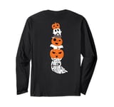 Halloween Spooky Boo Pumpkin Stack Vertical ART ON BACK Long Sleeve T-Shirt