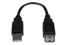 StarTech.com 6in USB 2.0 Extension Adapter Cable A to A - M/F - USB extension cable - USB (M) to USB (F) - USB 2.0 - 5.9 in - black - USBEXTAA6IN - USB forlængerkabel - USB til USB - 15 cm