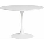 Cantique - Table Ronde 110cm Pied et Plateau Blancs