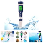 5 en 1 PH Mètre Numérique, Testeur pH Mètre 5 en 1, pH-mètre avec Écran LCD, résolution Haute précision 0,01, Testeur de qualité de l'eau pour Eau