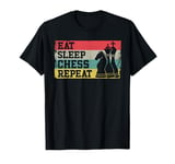 Chess Player Piece Vintage Retro Eat Sleep Chess Repeat T-Shirt