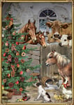 Festive Farm Animals Horses Cows Advent Calendar Design by Barbara Behr 21 x 29