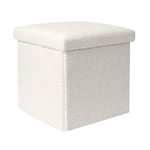 Pouf pliable coffre de rangement Bouclette Blanc