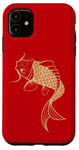 Coque pour iPhone 11 Or Chinois Carpe Asiatique Japonais Koi Poisson Golden Koi