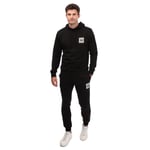 Jack & Jones Mens Lock Hooded Tracksuit in Black Cotton - Size Medium