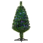 HOMCOM Sapin de Noël Artificiel Lumineux 90H cm Fibre Optique Multicolore + Support Pied 90 Branches Vert