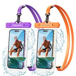 UNBREAKcable Waterproof Phone Pouch, IPX8 Universal Waterproof Phone Case Dry Bag with Lanyard for iPhone 14 13 12 11 Pro Max XR X XS SE 8 Plus Samsung S23 S22 Ultra S21 S10 up to 7", Orange + Purple