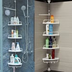 4 Tier Telescopic Adjustable Corner Bathroom Shelf Organiser Shower Caddy White