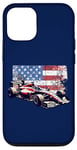 iPhone 12/12 Pro Vintage Auto Racing Car American Flag 4th of July, Auto Race Case