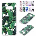 E-Flamingo Coque Samsung Galaxy S8 Plus, Cute Feuille Tropicale TPU Souple Silicone Case Samsung Galaxy S8 Plus Transparent Antichoc Soft Gel Bumper Fine Slim Incassable Ultra Resistante Case Cover