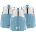 Swan Retro Canisters Set Tea Coffee Sugar Kitchen SWKA1024BLN (Blue)