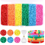 6000 st platta lerpärlor för armband, regnbågsfärg, platta lerpärlor, Heishi-pärlor polymer lerpärlor kit för smyckestillverkning (6 mm) rainbow