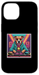 Coque pour iPhone 14 Tourne-disque DJ musique chien mixage vinyles fête graphique