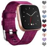 Ouwegaga Compatible with Fitbit Versa Strap/Fitbit Versa 2 Strap, Woven Bands Replacement Sport Wristband Compatible with Fitbit Versa Smartwatch, Large Fuchsia