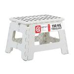 Relaxdays Tabouret Pliant M, Portable, de Voyage, escabeau de Salle de Bain, 120 kg, Plastique, 22 cm de Haut, Blanc