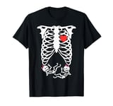 Skeleton Pregnancy Shirt Girl Twins Pregnant Halloween Shirt T-Shirt