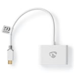 Nedis USB Multi-Port Adapter | USB 3.1 Gen1 | USB-C™ Han | 2x USB-A | 1000 Mbps | 0.20 m | Runde | Guldplateret | PVC | Hvid | Window Box