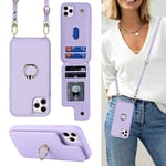 Ｈａｖａｙａ Coque iPhone 11 Pro Max avec Cordon RFID Porte Carte Portefeuille Étui iPhone 11 Pro Max avec Cordon Anneau Telephone Portable Réglable Collier Housse Etui pour Femmes - Violet