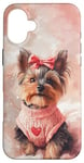 iPhone 16 Plus Aesthetic Pink Christmas Yorkshire Terrier Holiday Xmas Case