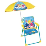 FUN HOUSE Fun House Baby Shark Fällbar Campingstol Med Parasoll - H.38.5 X B.38.5 D.37.5 Cm + Ø 65 För Barn