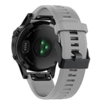 Garmin Fenix 5 joustava silikoninen ranneke - Harmaa Hopea/Harmaa