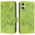 IMEIKONST Coque pour Sony Xperia 10 VI, PU Housse en Cuir Portefeuille de Protection Fonction Stand [RFID Blocage] Porte Carte Credit Ticket Flip Étui for Sony Xperia 10 VI. Fleurs Green YBH