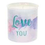 Watercolour 'Fresh Cotton' Scented Candle in China Pot with Wording - Love You