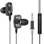 Black Écouteurs intra-auriculaires mains libres avec micro, écouteurs HiFi A4, écouteurs stéréo basse, écouteurs de sport de jeu, casque Jack 3.5mm, écouteurs pour PC et ordinateur portable ""Nipseyteko