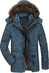 FTCayanz Manteau Homme Hiver Parka Chaud Fourrure Casual Outdoor Blouson Amovible Capuche Bleu marine M