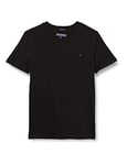 Tommy Hilfiger - Boys Essential Cotton V Neck T Shirt - Band Collar - Tommy Hilfiger Kids - Boys T Shirt - 100% Organic Cotton - Black - One Size