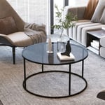 Table basse Kolari forme ronde en verre trempé fumé 45 x 80 cm noir [en.casa]