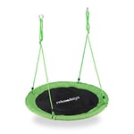 Relaxdays Balançoire nid d'oiseau rond 110 cm à suspendre enfant adulte jardin extérieur Ø 110 cm, 100 kg, vert