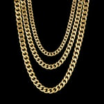 Uzone Basic Punk Rostfritt Stål 3,5,7 mm Curb Cuban Halsband För Män Kvinnor Guld Färg Link Chain Chokers Solid Metal Smycken Gold color 60cm  7mm