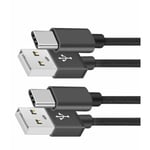 2 kpl USB C -kaapeli Type C -pikalatauskaapeli Samsung Galaxy A12 / A32 / A42 / A52 / A72 -nailon Android -puhelimen laturi (1 m, musta)