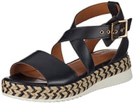 Geox Femme D Eolie Espadrille Wedge Sandales, Noir, 38 EU