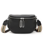 Fanny Pack Crossbody -rintalaukut, leveä olkahihna muodikas laukku Musta