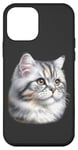 Coque pour iPhone 12 mini Portrait de chat tigré argenté x chat mignon