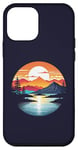 Coque pour iPhone 12 mini Rouge Orange Coucher De Soleil Montagne Forêt Lac Réflexion Silhouette