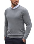 COOFANDY Pull tricoté Basique pour Homme avec col Rond Coupe ajustée Pull d'hiver en Maille Fine Gris L