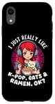 Coque pour iPhone XR T-shirts Ramen Lovers, j'aime vraiment la K-POP, les chats et les ramen