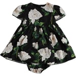 DOLCE & GABBANA Kids Dress Black White Rose Print A-line s.Tag 6/9 mos 540usd