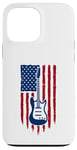 Coque pour iPhone 13 Pro Max Drapeau américain guitare électrique drapeau américain pour guitariste drapeau USA