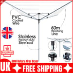 60M ROTARY AIRER FOLDABLE 4 ARM OUTDOOR CLOTHES GARDEN WASHING LINE DRYER SPIKE