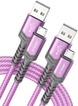 Câble Micro USB [2M Lot de 2] Durable 3A Charge Rapide Câble Micro USB 2.0 Compatible avec téléphones intelligents Android,Samsung Galaxy S7 S6,Huawei,HTC,Sony,LG,Kindle,PS4-Violet